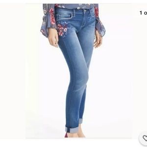 WHBM Embroidered Girlfriend Jeans Sz 8
